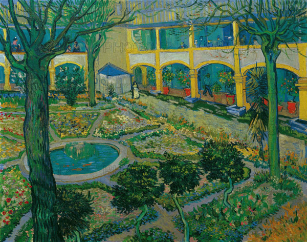 The Courtyard of the Hospital at Arles, 1889. Creator: Gogh, Vincent, van (1853-1890).