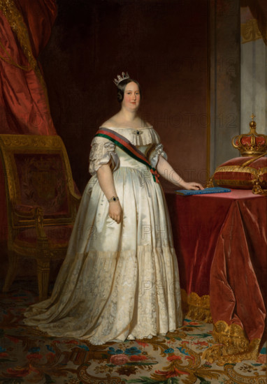 Portrait of Queen Maria II of Portugal (1819-1853), 1846. Creator: Krumholz, Ferdinand (1810-1878).