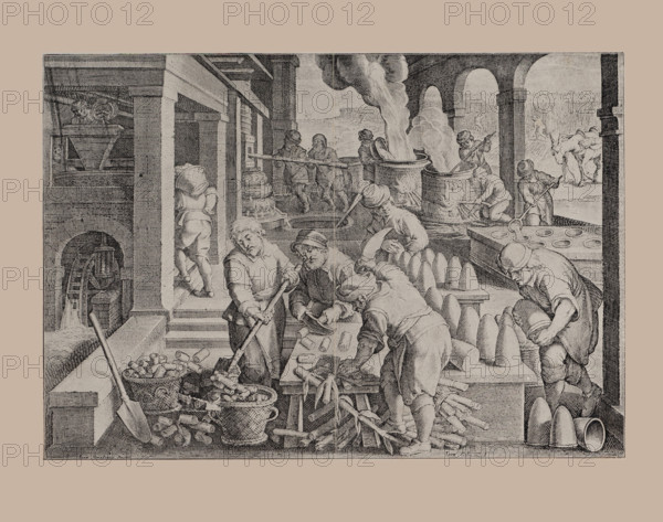 The first sugar refinery in Antwerp, Early 17th century. Creator: Galle, Theodor (1571-1633).