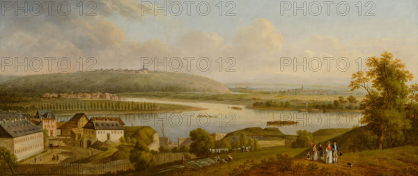 River landscape with the Mouth of the Main into the Rhine near Hochheim. Creator: Schneider, Johann Kaspar (1753-1839).