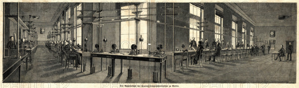 In the Central Telegraph Station in Berlin, 1863. Creator: Anonymous.