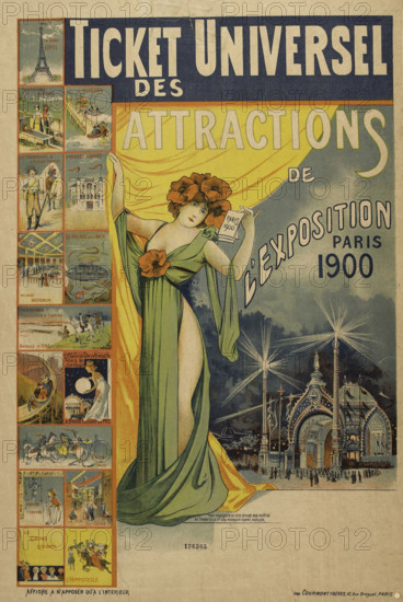 The universal admission ticket for attractions at the 1900 Universal Exhibition in Paris, 1900. Creator: Chapellier, Philippe (active End of 18th - Early 20th cen.).
