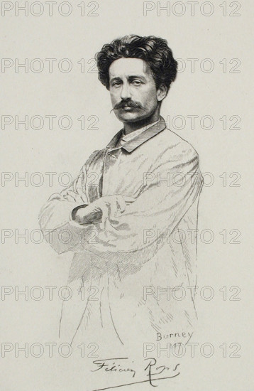 Self-portrait, 1887. Creator: Rops, Félicien (1833-1898).