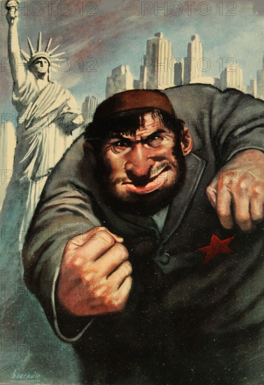 Anti-Semitic and anti-American Propaganda Poster, 1943. Creator: Boccasile, Gino (1901-1952).