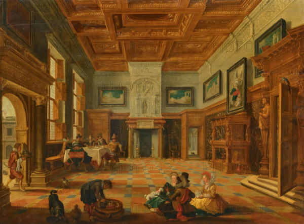 Interior with an elegant gathering, First Half of 17th century. Creator: Bassen, Bartholomeus Corneliszoon van (1590-1652).