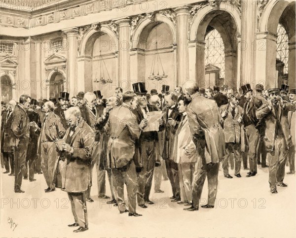 In the trading hall of the Vienna Stock Exchange. Creator: Hey, Paul (1867-1952).
