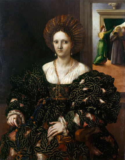 Portrait of Margaret Paleologa (1510-1566), Marquise of Montferrat and Duchess of Mantua, c1531. Creator: Romano, Giulio (1499-1546).