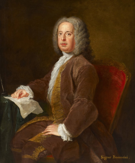 Portrait of the composer Giovanni Bononcini (1670-1747), c1730. Creator: Dandridge, Bartholomew (1691-c. 1754).