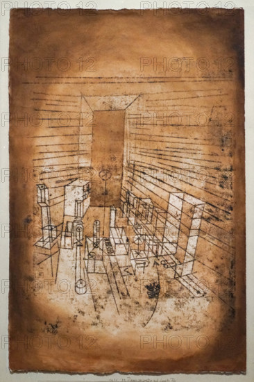 Room Perspective with Dark Door, 1921. Creator: Klee, Paul (1879-1940).