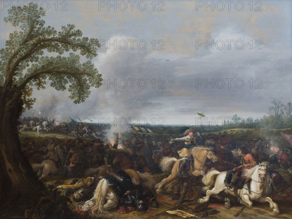 King Gustav II Adolf of Sweden (1594-1632) at the Battle of Lützen on 16 November 1632, 1634. Creator: Asselijn, Jan (ca 1610-1652).