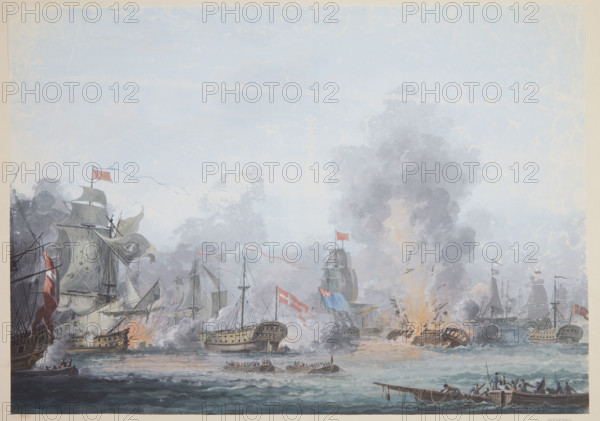 The Battle of Copenhagen on 2 April 1801, 1801. Creator: Boberg, Gustaf (active End of 18th-Early 19th cen.).