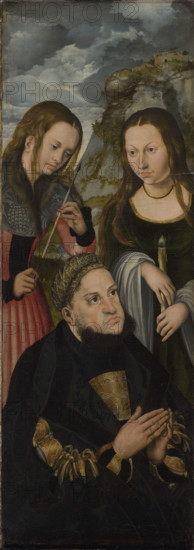 The Elector Frederick III the Wise of Saxony (1463-1525) with the Saints Ursula and..., c1510-1512. Creator: Cranach, Lucas, the Elder (1472-1553).
