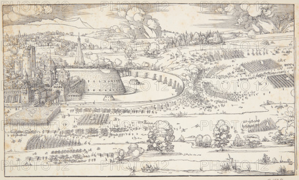 The siege of a castle, 1527. Creator: Dürer, Albrecht (1471-1528).