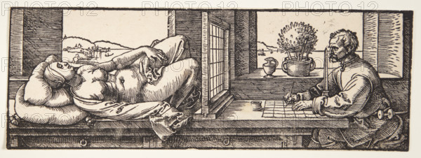Draughtsman Drawing a Reclining Nude, 1525. Creator: Dürer, Albrecht (1471-1528).