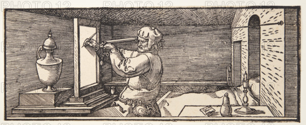 Draughtsman drawing a vase, 1525. Creator: Dürer, Albrecht (1471-1528).