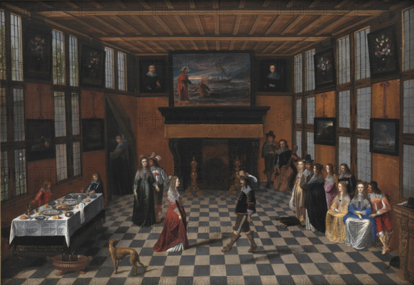Dancing Party in an Interior, um 1640-1650. Creator: Laemen, Christoffel Jacobsz van der (ca. 1607-ca. 1651).