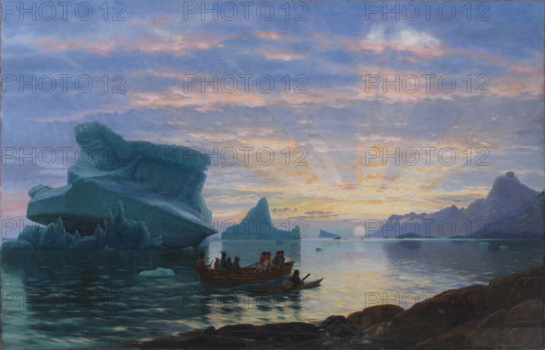 Midnight at the coast of Greenland, 1872. Creator: Rasmussen, Carl (1841-1893).