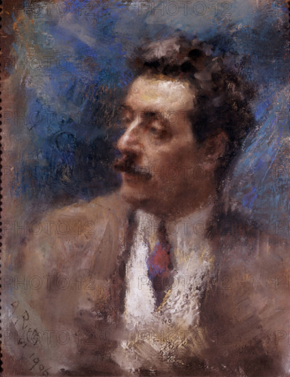 Portrait of the Composer Giacomo Puccini (1858-1924), 1906. Creator: Rietti, Arturo (1863-1943).