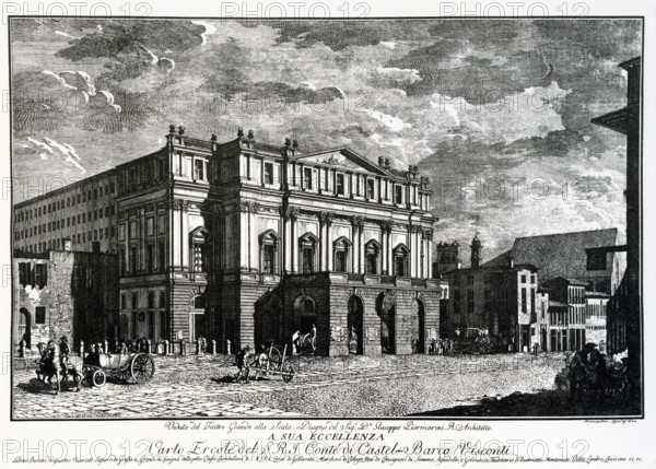 View of the Teatro Grande alla Scala, Late 18th century. Creator: Aspari, Domenico (1745-1831).