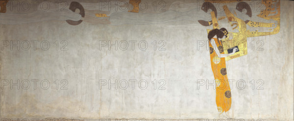 The Beethoven Frieze: "The Longing for Happiness Finds Appeasement in Poetry", Panel 7, 1901. Creator: Klimt, Gustav (1862-1918).