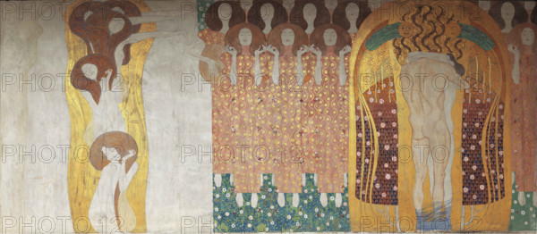 The Beethoven Frieze: "The Arts", "Paradise Choir" and "The Embracement", Panel 9, 1901. Creator: Klimt, Gustav (1862-1918).