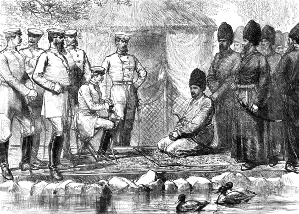 Interview between General Kaufmann and the Khan of Khiva, 1874. Creator: Unknown.