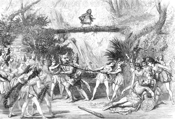 The Christmas Pantomimes: scene from "Red Riding Hood and Her Sister Little Bo-Peep", 1874. Creator: Unknown.