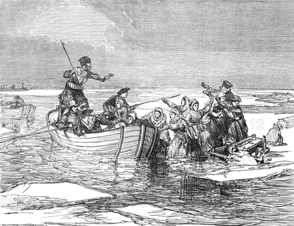 Russian villagers on floating ice, 1874. Creator: Unknown.