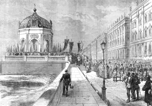 Blessing the Neva at St. Petersburg, from a sketch by our special artist, 1874. Creator: C. R..
