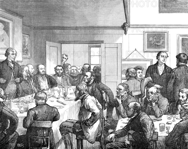 The General Election: Mr. Disraeli at the market ordinary, Aylesbury, on Saturday last, 1874. Creator: Unknown.