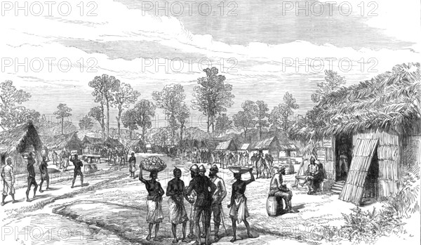 The Ashantee War: the Camp of Mansu, on the road to the Prah...sketch by our special artist, 1874. Creator: Unknown.