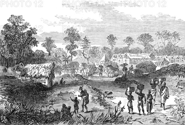 The Ashantee War: Yancomassie-Assin - station on the road to Coomassie..., 1874. Creator: Unknown.