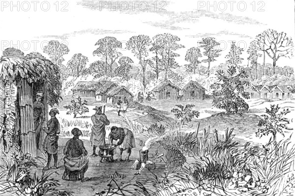 The Ashantee War: Sutah - station on the road to Coomassie,...sketch by our special artist, 1874. Creator: Unknown.