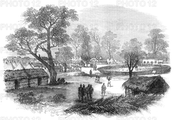 The Ashantee War: the Camp at Dunquah, from a sketch by our special artist, 1874. Creator: Unknown.