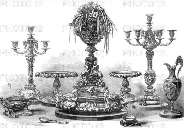 Gold plate presented by...the Royal Navy and Marines to the Duke and Duchess of Edinburgh, 1874. Creator: Unknown.