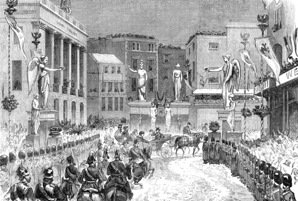 The Royal Entry into London: the procession at the foot of Regent-Street, 1874. Creator: Unknown.