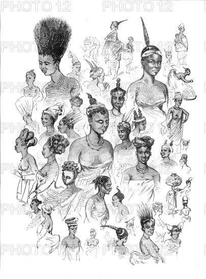 The Ashantee War: female fashions at Cape Coast Castle - from a sketch by our special artist, 1874. Creator: Unknown.