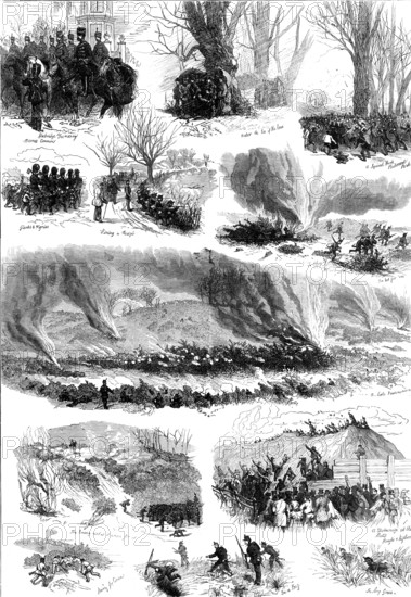 Sketches at the Volunteer Sham-Fight on Easter Monday, 1874. Creator: Unknown.