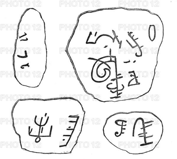 Ancient inscription found on a stone near Dr. Beke's Mount Sinai, 1874. Creator: Unknown.