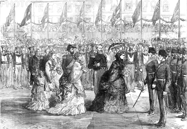 The Queen at Portsmouth inspecting the Naval Brigade of the Ashantee War, 1874. Creator: Unknown.