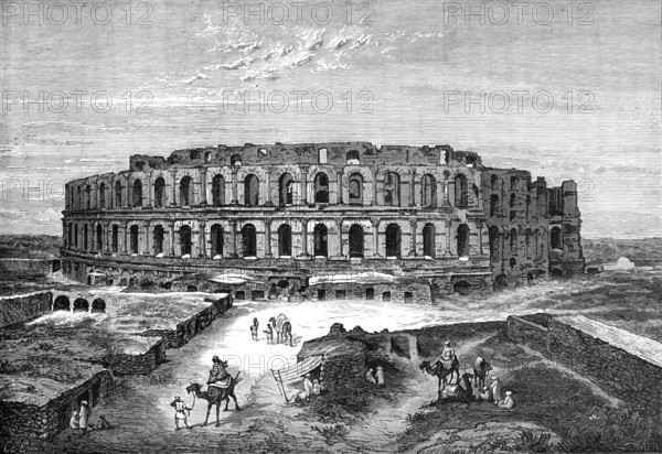 The Roman Coliseum of Thysdrus at El Djem, near Tunis, 1874. Creator: Unknown.