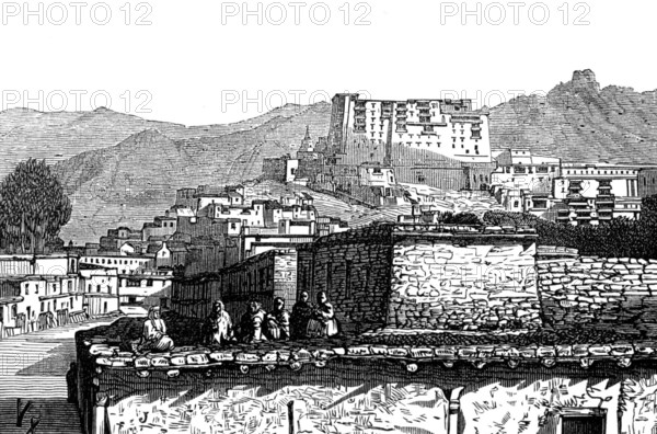 The Mission to Yarkund and Kashgar: Bazaar at Leh, Middle Thibet, 1874. Creator: Unknown.