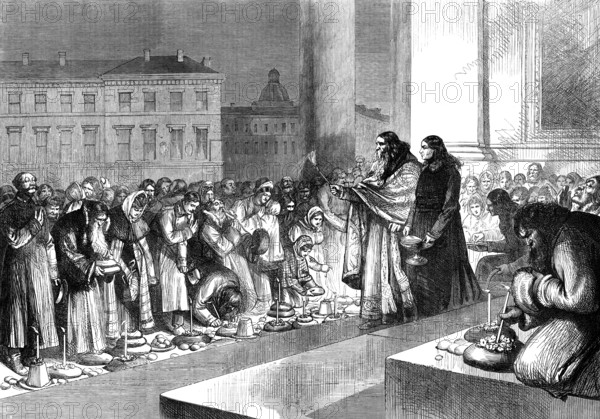 Easter Eve at the Isaac Cathedral, St. Petersburg, 1874. Creator: Unknown.