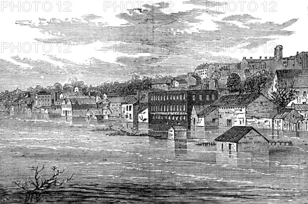 Inundations in the United States: Front-Street, Clarksville, Tennessee, 1874. Creator: Unknown.
