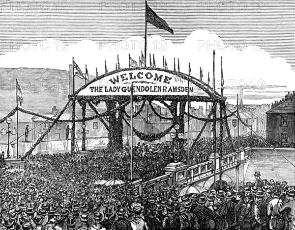 Opening of a new bridge at Huddersfield, 1874. Creator: Unknown.