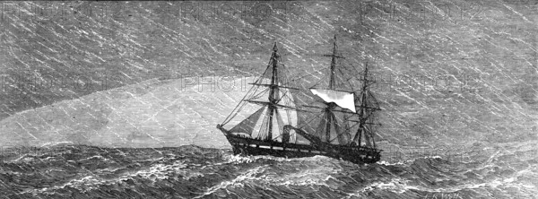 H.M.S. Challenger in a snowstorm, 1874. Creator: Unknown.