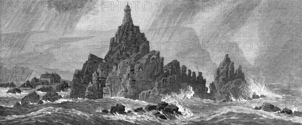 New lighthouse, Corbiere Rocks, Jersey, 1874. Creator: Unknown.