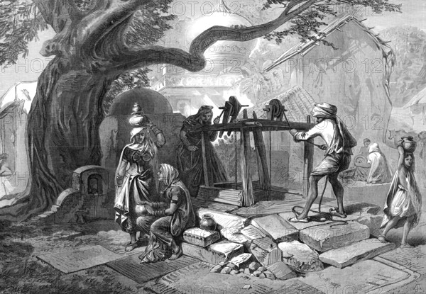 The Famine in India: the village well, 1874. Creator: William Hollidge.