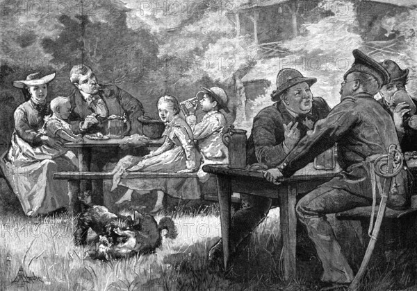 In the English Garden at Munich, 1881. Creator: Eugène Froment.