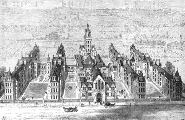 The Marylebone Infirmary, Notting-Hill, opened by the Prince and Princess of Wales, 1881. Creator: Crane.